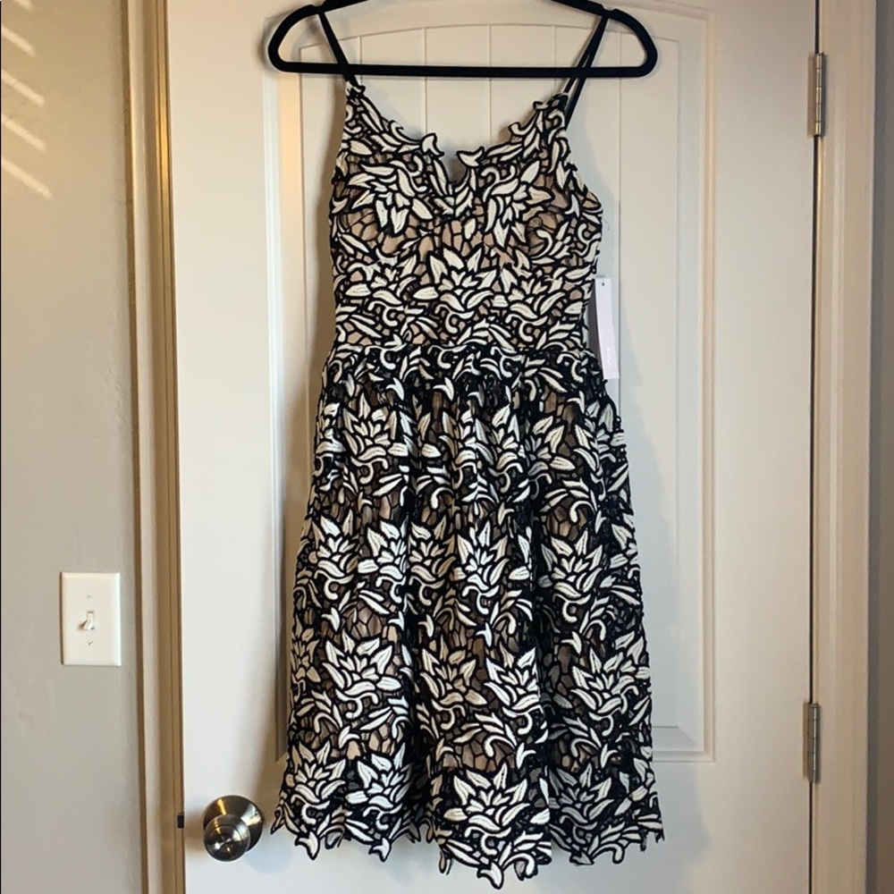 Aqua B&W Lace Crochet Midlength Dress - Never worn